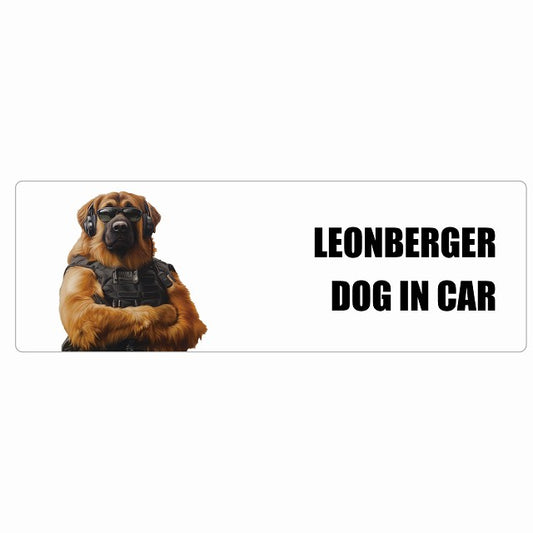 LEONBERGER レオンベルガー DOG IN CAR ステッカー セキュリティガード風 ちょい悪 長方形 シール カーステッカー