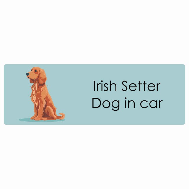 Irish Setter アイリッシュセッター Dog IN CAR ステッカー パステル くすみカラー スタイル アニメ風 長方形 シール カーステッカー