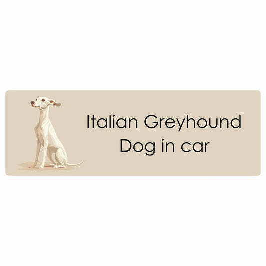 Italian Greyhound イタリアングレーハウンド Dog IN CAR ステッカー パステル くすみカラー スタイル アニメ風 長方形 シール カーステッカー