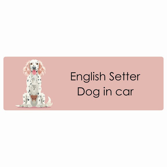 English Setter イングリッシュセッター Dog IN CAR ステッカー パステル くすみカラー スタイル アニメ風 長方形 シール カーステッカー