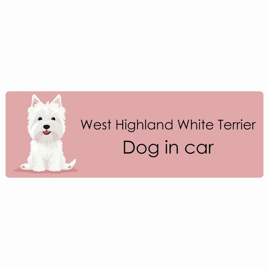 West Highland White Terrier ウエストハイランドホワイトテリア Dog IN CAR ステッカー パステル くすみカラー スタイル アニメ風 長方形 シール カーステッカー