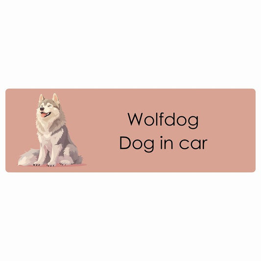 Wolf Dog ウルフドッグ IN CAR ステッカー パステル くすみカラー スタイル アニメ風 長方形 シール カーステッカー