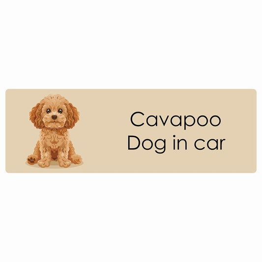 Cavapoo キャバプー Dog IN CAR ステッカー パステル くすみカラー スタイル アニメ風 長方形 シール カーステッカー