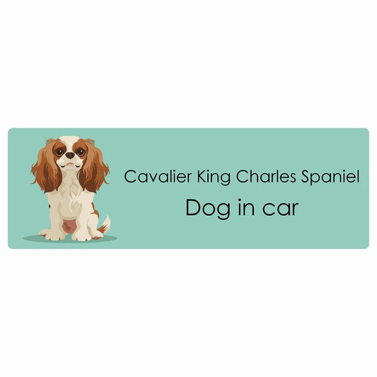 Cavalier King Charles Spaniel キャバリアキングチャールズスパニエル Dog IN CAR ステッカー パステル くすみカラー スタイル アニメ風 長方形 シール カーステッカー