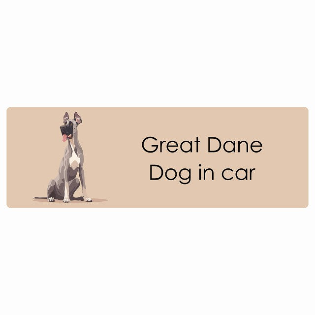 Great Dane グレートデーン Dog IN CAR ステッカー パステル くすみカラー スタイル アニメ風 長方形 シール カーステッカー