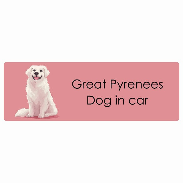 Great Pyrenees グレートピレニーズ Dog IN CAR ステッカー パステル くすみカラー スタイル アニメ風 長方形 シール カーステッカー