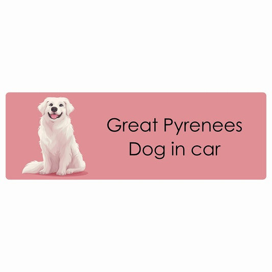 Great Pyrenees グレートピレニーズ Dog IN CAR ステッカー パステル くすみカラー スタイル アニメ風 長方形 シール カーステッカー