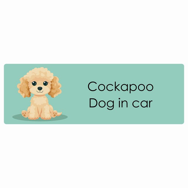 Cockapoo コッカプー Dog IN CAR ステッカー パステル くすみカラー スタイル アニメ風 長方形 シール カーステッカー