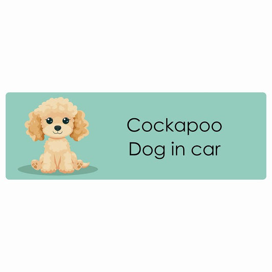 Cockapoo コッカプー Dog IN CAR ステッカー パステル くすみカラー スタイル アニメ風 長方形 シール カーステッカー