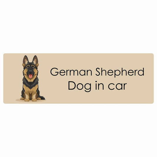 German Shepherd シェパード Dog IN CAR ステッカー パステル くすみカラー スタイル アニメ風 長方形 シール カーステッカー