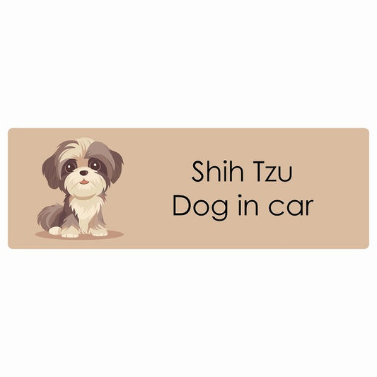 Shih Tzu シーズー Dog IN CAR ステッカー パステル くすみカラー スタイル アニメ風 長方形 シール カーステッカー