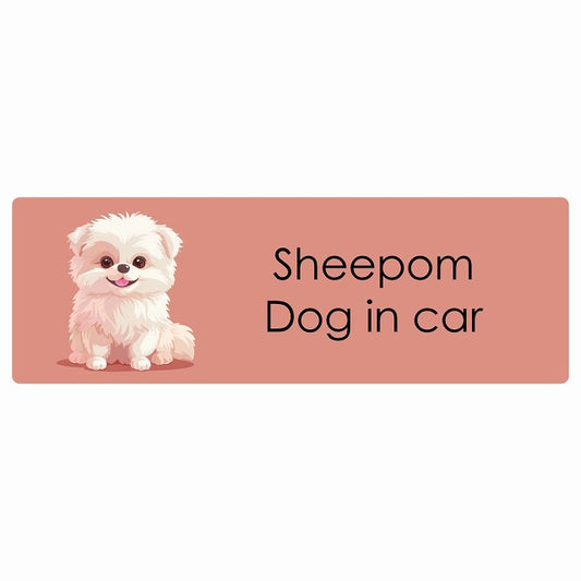 Sheepom シーポメ Dog IN CAR ステッカー パステル くすみカラー スタイル アニメ風 長方形 シール カーステッカー