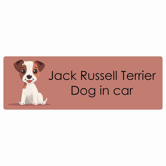 Jack Russell Terrier ジャックラッセルテリア Dog IN CAR ステッカー パステル くすみカラー スタイル アニメ風 長方形 シール カーステッカー