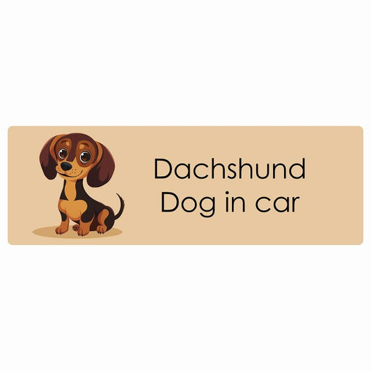 Dachshund ダックスフント Dog IN CAR ステッカー パステル くすみカラー スタイル アニメ風 長方形 シール カーステッカー
