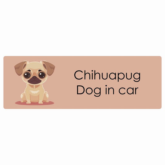 Chihuapug チワパグ Dog IN CAR ステッカー パステル くすみカラー スタイル アニメ風 長方形 シール カーステッカー