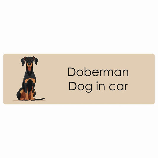 Doberman ドーベルマン Dog IN CAR ステッカー パステル くすみカラー スタイル アニメ風 長方形 シール カーステッカー