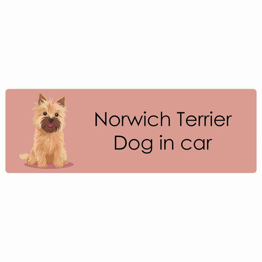 Norwich Terrier ノーリッチテリア Dog IN CAR ステッカー パステル くすみカラー スタイル アニメ風 長方形 シール カーステッカー