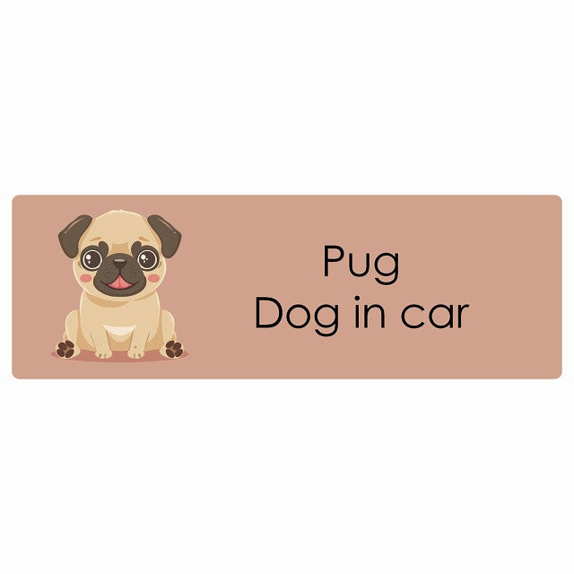 Pug パグ Dog IN CAR ステッカー パステル くすみカラー スタイル アニメ風 長方形 シール カーステッカー