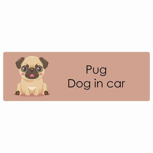 Pug パグ Dog IN CAR ステッカー パステル くすみカラー スタイル アニメ風 長方形 シール カーステッカー