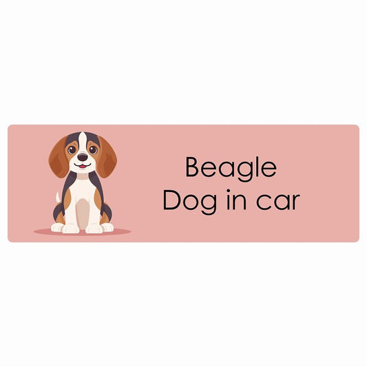 Beagle ビーグル Dog IN CAR ステッカー パステル くすみカラー スタイル アニメ風 長方形 シール カーステッカー