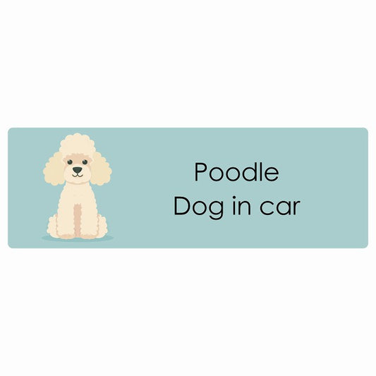 Poodle プードル Dog IN CAR ステッカー パステル くすみカラー スタイル アニメ風 長方形 シール カーステッカー