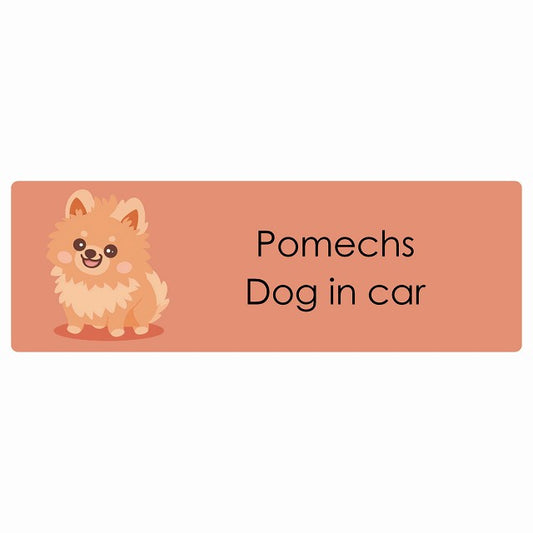 Pomechs ポメックス Dog IN CAR ステッカー パステル くすみカラー スタイル アニメ風 長方形 シール カーステッカー