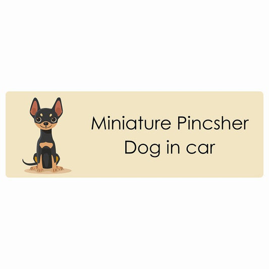 Miniature Pincsher ミニチュアピンシャー Dog IN CAR ステッカー パステル くすみカラー スタイル アニメ風 長方形 シール カーステッカー