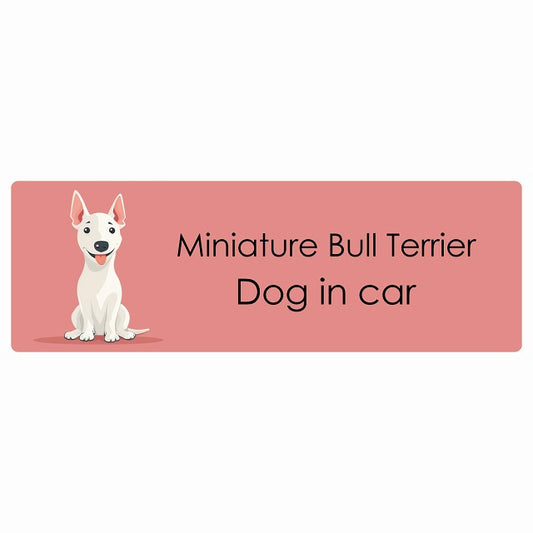 Miniature Bull Terrier ミニチュアブルテリア Dog IN CAR ステッカー パステル くすみカラー スタイル アニメ風 長方形 シール カーステッカー