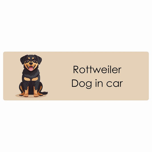Rottweiler ロットワイラー Dog IN CAR ステッカー パステル くすみカラー スタイル アニメ風 長方形 シール カーステッカー