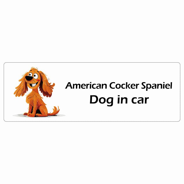 American Cocker Spaniel アメリカンコッカースパニエル Dog IN CAR ステッカー アメリカン カートゥーン スタイル アニメ風 長方形 シール カーステッカー