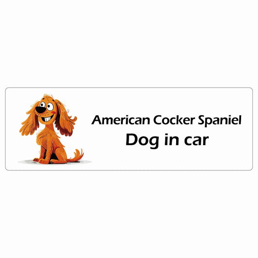 American Cocker Spaniel アメリカンコッカースパニエル Dog IN CAR ステッカー アメリカン カートゥーン スタイル アニメ風 長方形 シール カーステッカー
