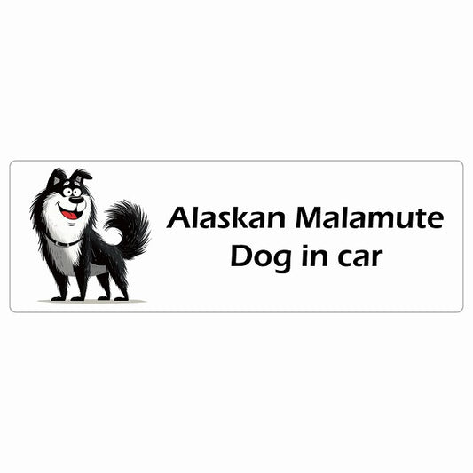 Alaskan Malamute アラスカンマラミュート Dog IN CAR ステッカー アメリカン カートゥーン スタイル アニメ風 長方形 シール カーステッカー