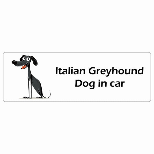 Italian Greyhound イタリアングレーハウンド Dog IN CAR ステッカー アメリカン カートゥーン スタイル アニメ風 長方形 シール カーステッカー
