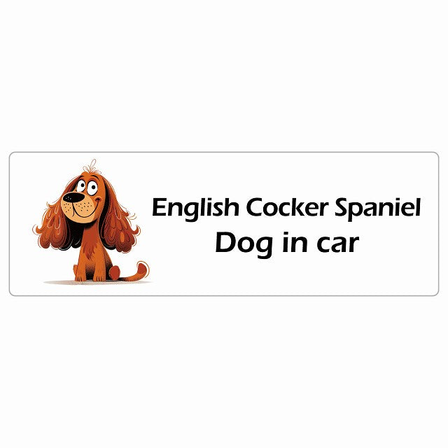 English Cocker Spaniel イングリッシュコッカースパニエル Dog IN CAR ステッカー アメリカン カートゥーン スタイル アニメ風 長方形 シール カーステッカー