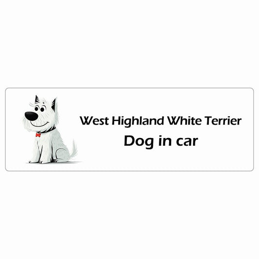 West Highland White Terrier ウエストハイランドホワイトテリア Dog IN CAR ステッカー アメリカン カートゥーン スタイル アニメ風 長方形 シール カーステッカー