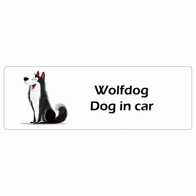 Wolf Dog ウルフドッグ IN CAR ステッカー アメリカン カートゥーン スタイル アニメ風 長方形 シール カーステッカー