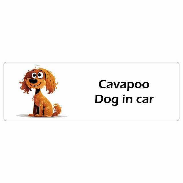 Cavapoo キャバプー Dog IN CAR ステッカー アメリカン カートゥーン スタイル アニメ風 長方形 シール カーステッカー