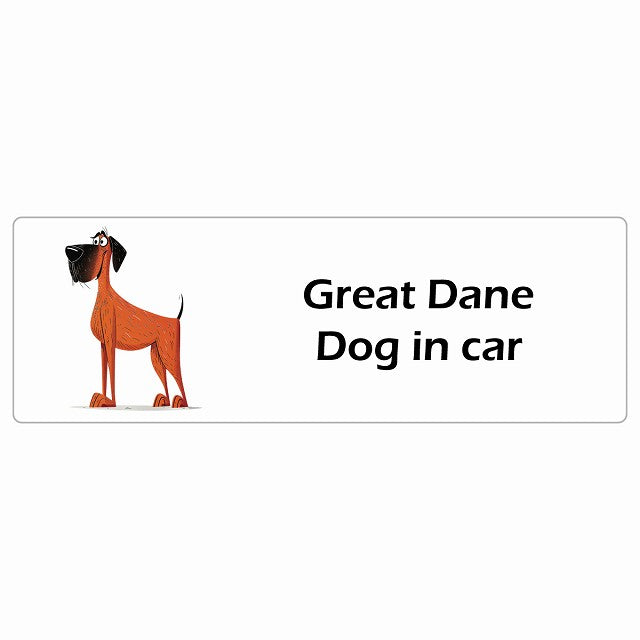 Great Dane グレートデーン Dog IN CAR ステッカー アメリカン カートゥーン スタイル アニメ風 長方形 シール カーステッカー