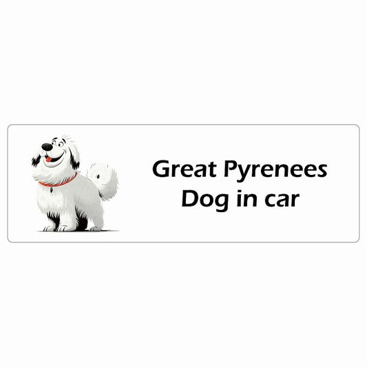 Great Pyrenees グレートピレニーズ Dog IN CAR ステッカー アメリカン カートゥーン スタイル アニメ風 長方形 シール カーステッカー