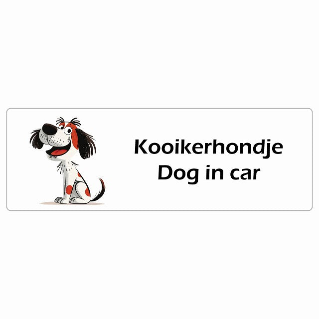 Kooikerhondje コーイケルホーンディエ Dog IN CAR ステッカー アメリカン カートゥーン スタイル アニメ風 長方形 シール カーステッカー