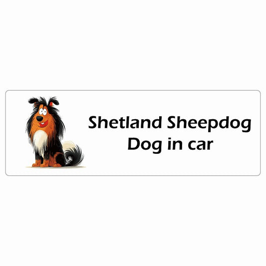 Shetland Sheep Dog シェットランドシープドッグ IN CAR ステッカー アメリカン カートゥーン スタイル アニメ風 長方形 シール カーステッカー