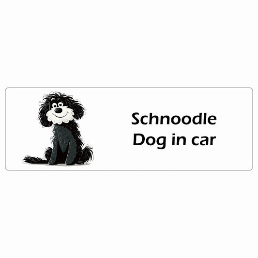 Schnoodle シュナプー Dog IN CAR ステッカー アメリカン カートゥーン スタイル アニメ風 長方形 シール カーステッカー
