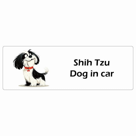 Shih Tzu シーズー Dog IN CAR ステッカー アメリカン カートゥーン スタイル アニメ風 長方形 シール カーステッカー