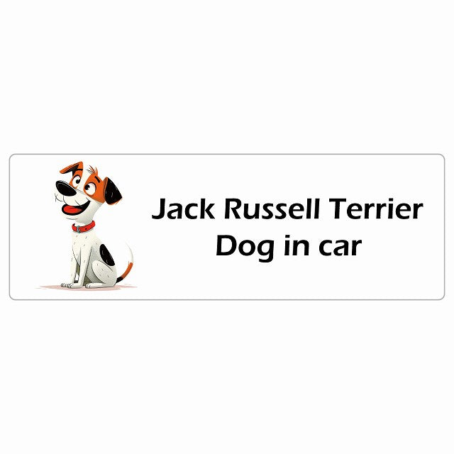 Jack Russell Terrier ジャックラッセルテリア Dog IN CAR ステッカー アメリカン カートゥーン スタイル アニメ風 長方形 シール カーステッカー