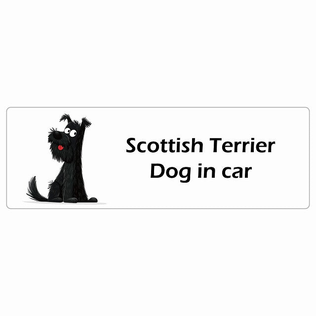 Scottish Terrier スコティッシュテリア Dog IN CAR ステッカー アメリカン カートゥーン スタイル アニメ風 長方形 シール カーステッカー