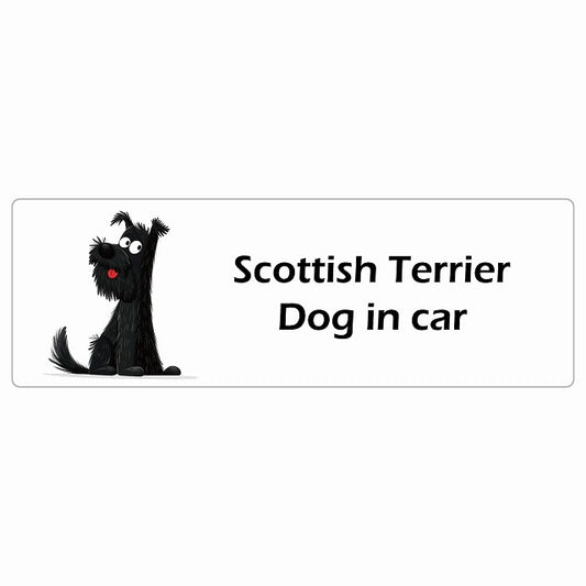 Scottish Terrier スコティッシュテリア Dog IN CAR ステッカー アメリカン カートゥーン スタイル アニメ風 長方形 シール カーステッカー