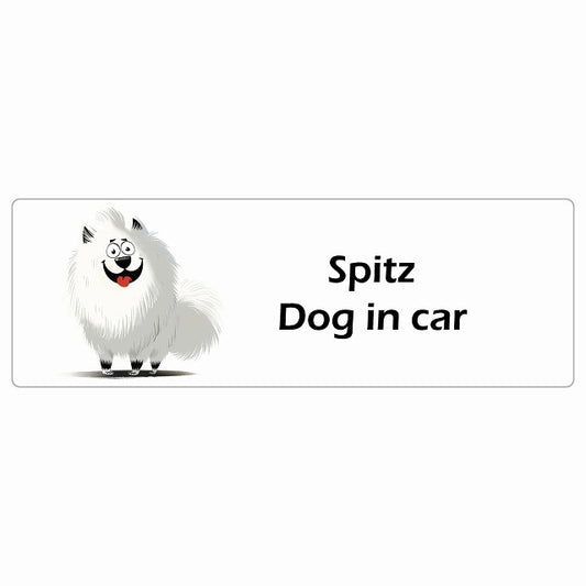 Spitz スピッツ Dog IN CAR ステッカー アメリカン カートゥーン スタイル アニメ風 長方形 シール カーステッカー