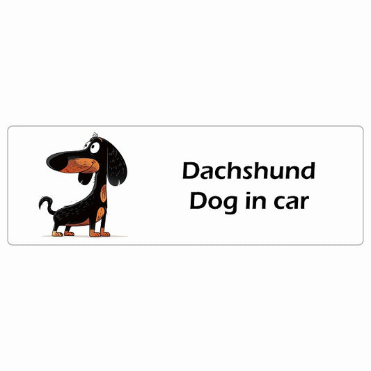 Dachshund ダックスフント Dog IN CAR ステッカー アメリカン カートゥーン スタイル アニメ風 長方形 シール カーステッカー