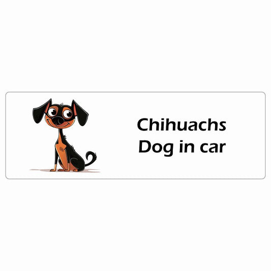 Chihuachs チワックス Dog IN CAR ステッカー アメリカン カートゥーン スタイル アニメ風 長方形 シール カーステッカー