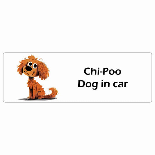 Chi-Poo チワプー Dog IN CAR ステッカー アメリカン カートゥーン スタイル アニメ風 長方形 シール カーステッカー